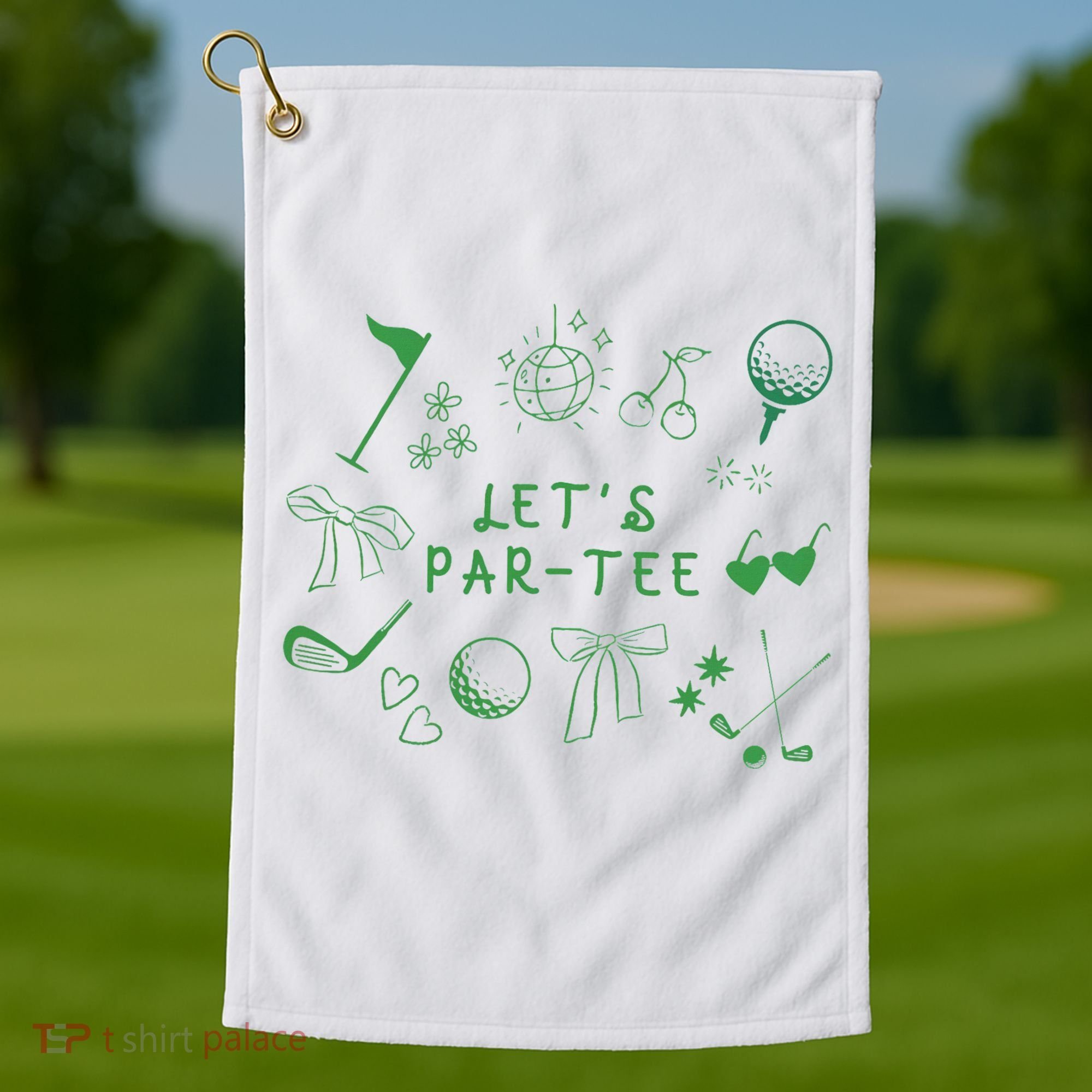 Let's Par Funny Golf Coquette Bow Women Golf Towel