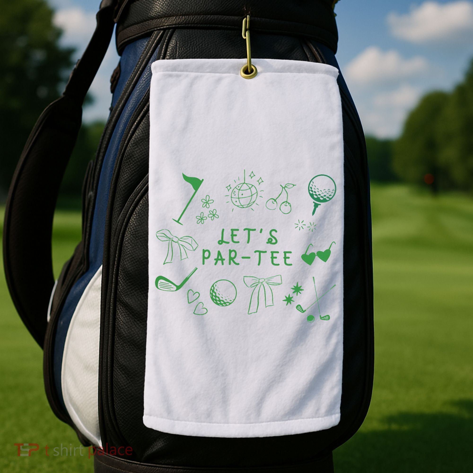 Let's Par Funny Golf Coquette Bow Women Golf Towel