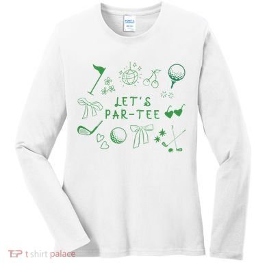 Let's Par Funny Golf Coquette Bow Women Women's Long Sleeve Shirt