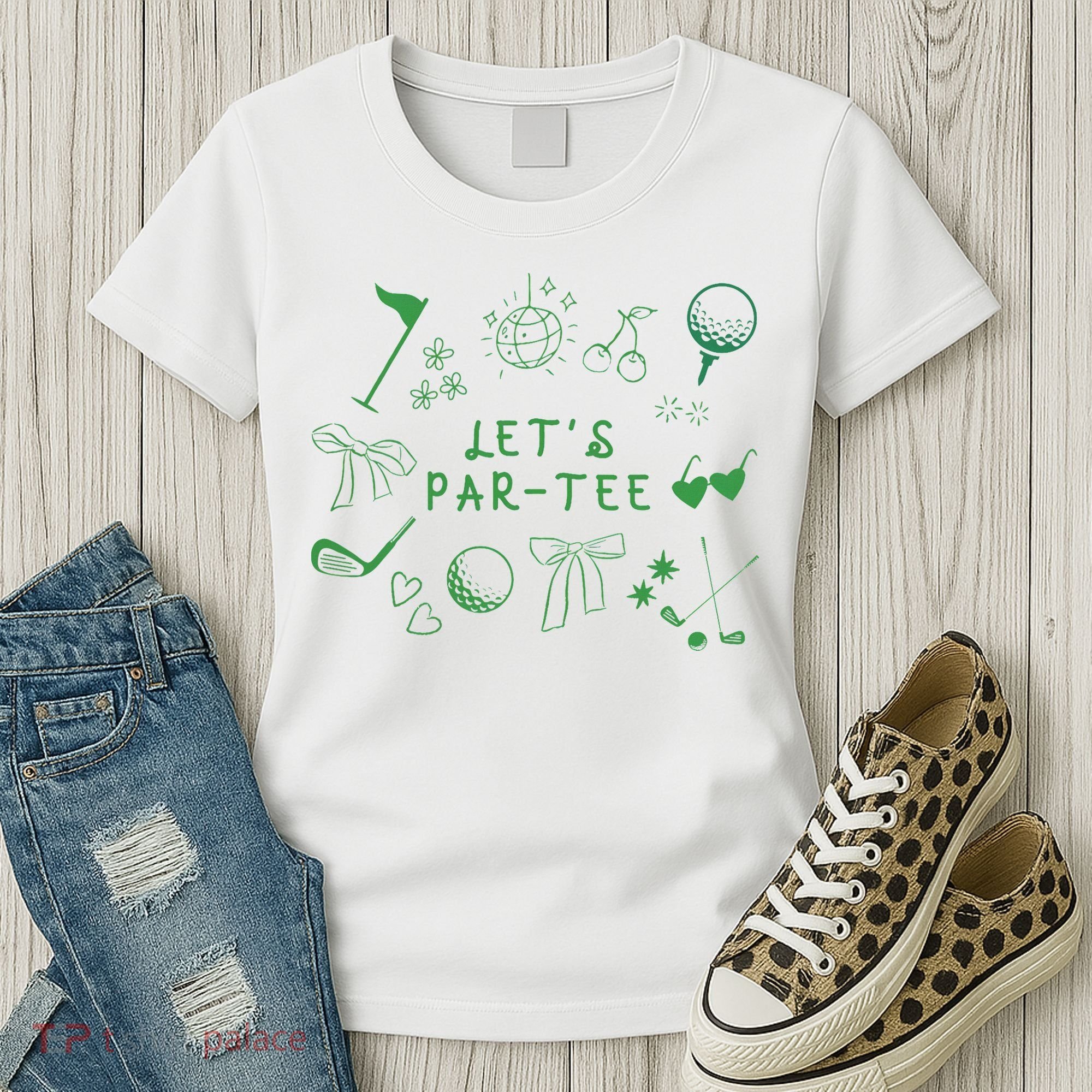 Let's Par Funny Golf Coquette Bow Women Women's T-Shirt