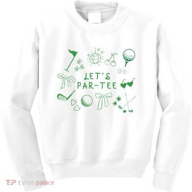 Let's Par Funny Golf Coquette Bow Women Kids Sweatshirt