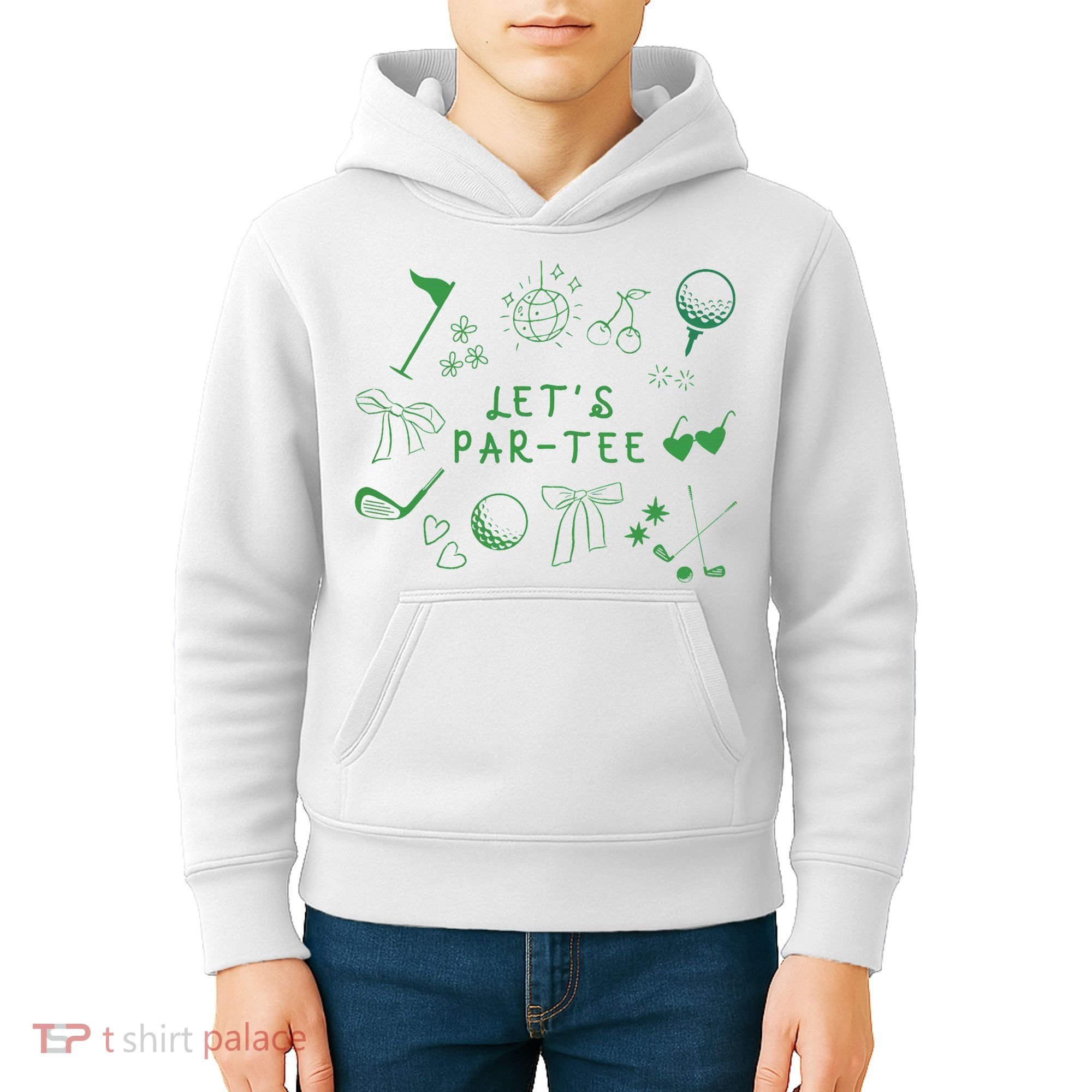 Let's Par Funny Golf Coquette Bow Women Kids Hoodie