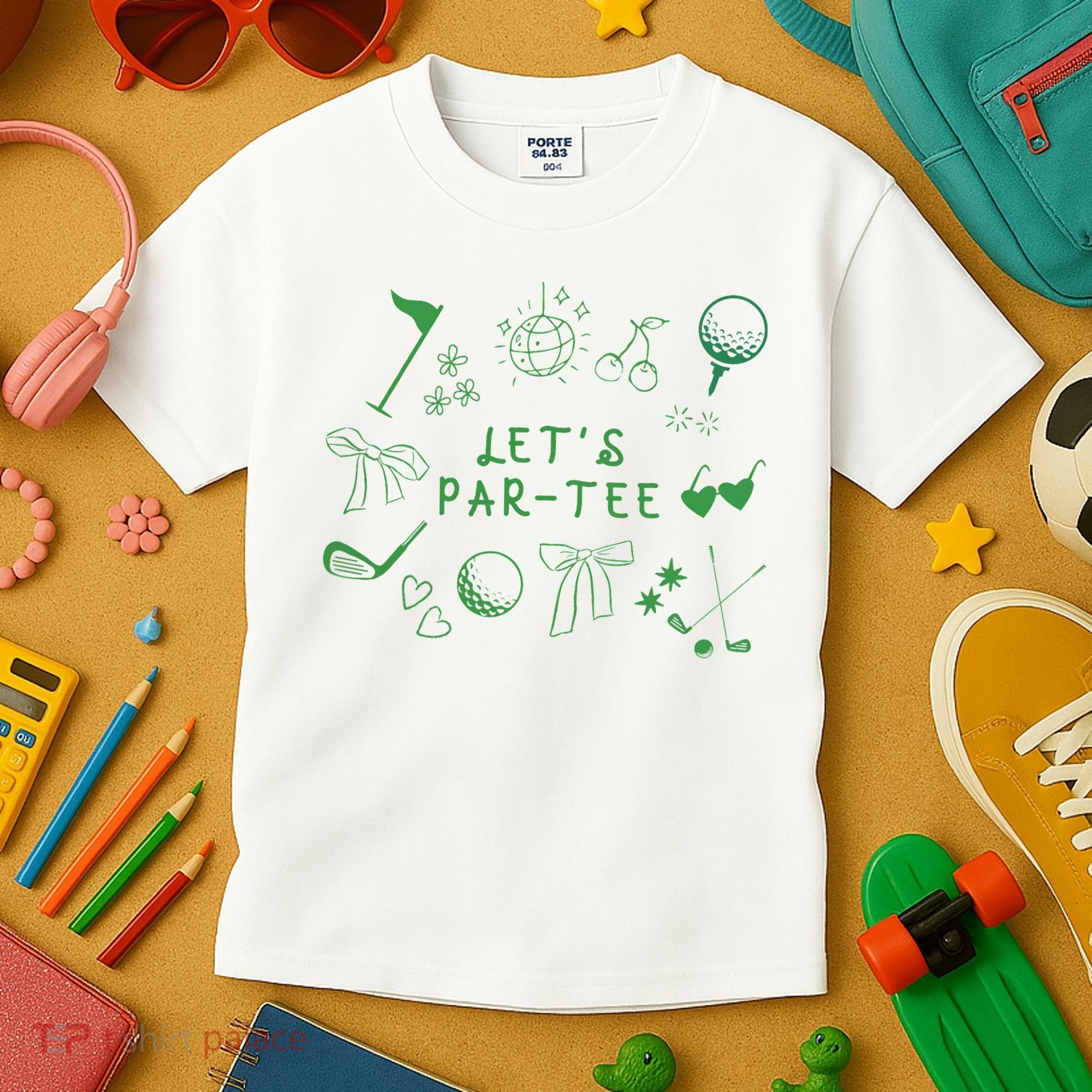 Let's Par Funny Golf Coquette Bow Women Kids T-Shirt
