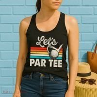 Let's Par Funny Golf Pun Dad Party Golfer Father's Day Women's Tank Top thumb 2