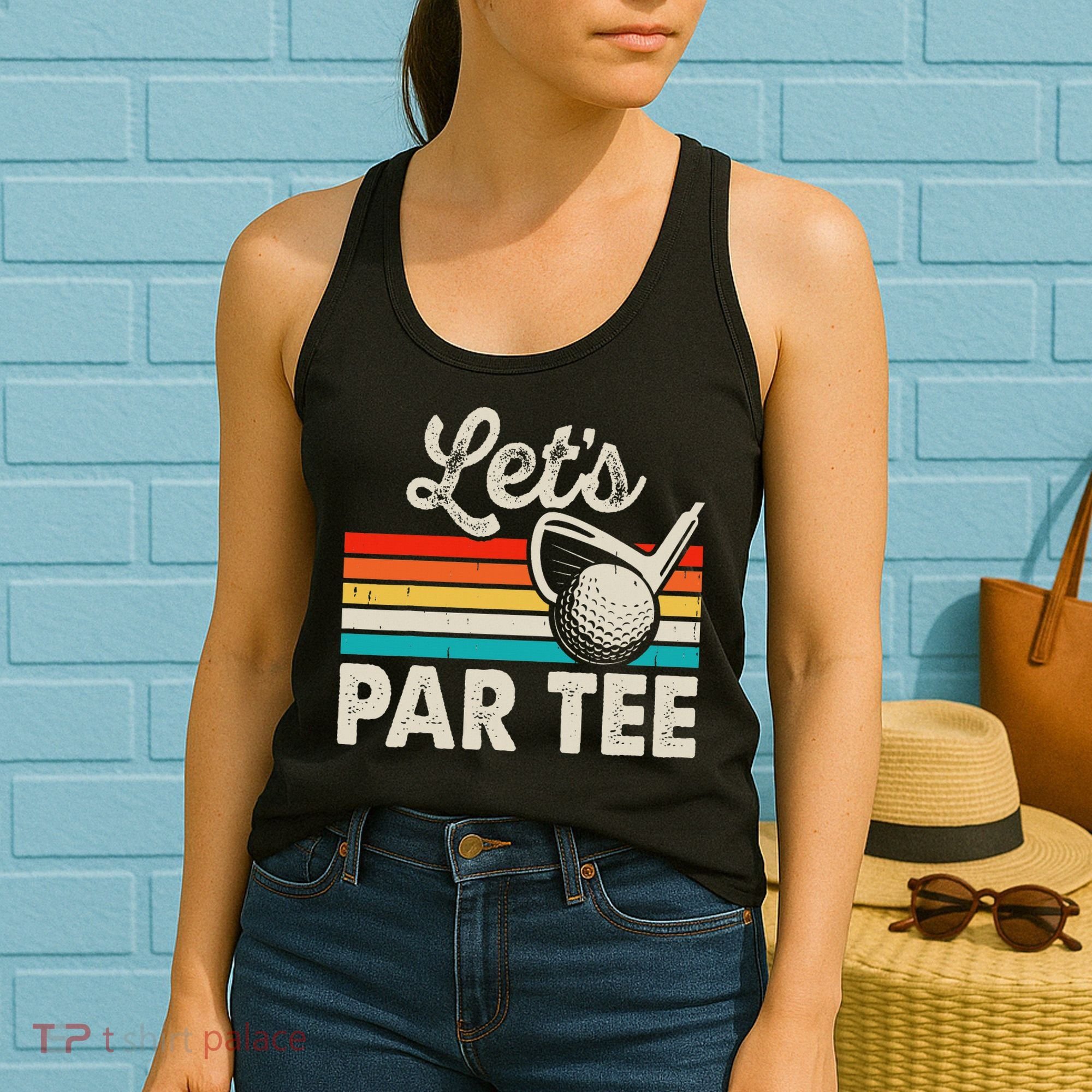 Let's Par Funny Golf Pun Dad Party Golfer Father's Day Women's Tank Top