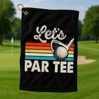 Let's Par Funny Golf Pun Dad Party Golfer Father's Day Golf Towel thumb 1