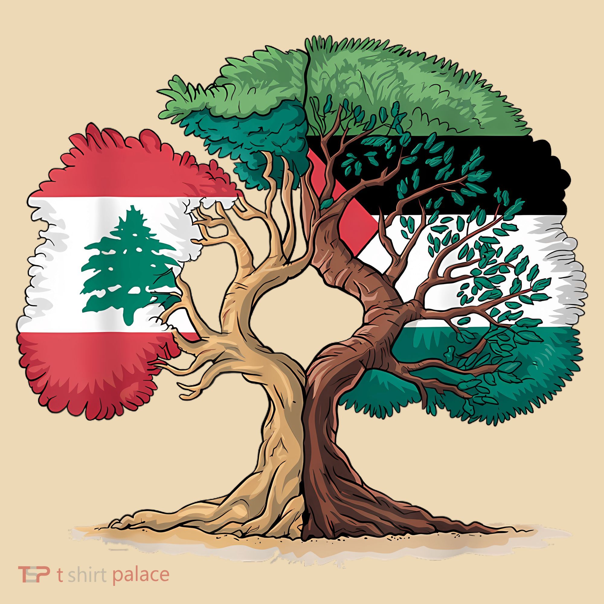 Lebanon Palestine Flag Lebanese Palestinian United T-Shirt