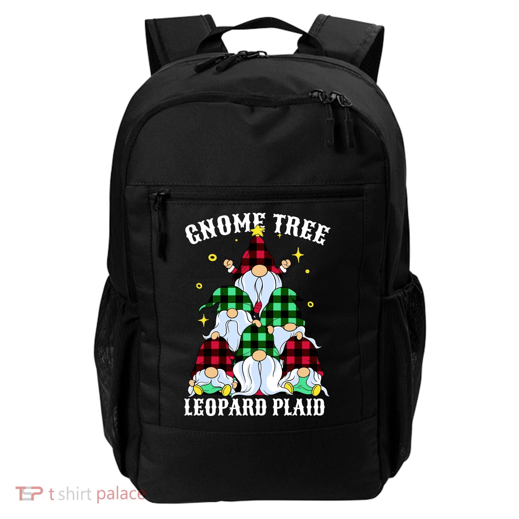 Leopard Plaid Gnome Christmas Tree Backpack