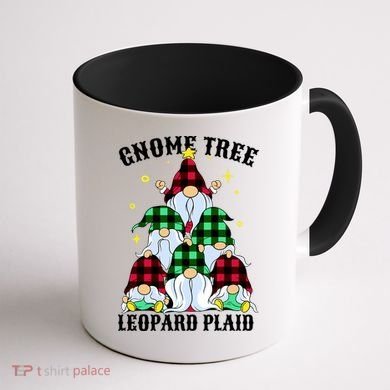Leopard Plaid Gnome Christmas Tree Coffee Mug back