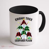 Leopard Plaid Gnome Christmas Tree Coffee Mug thumb 1