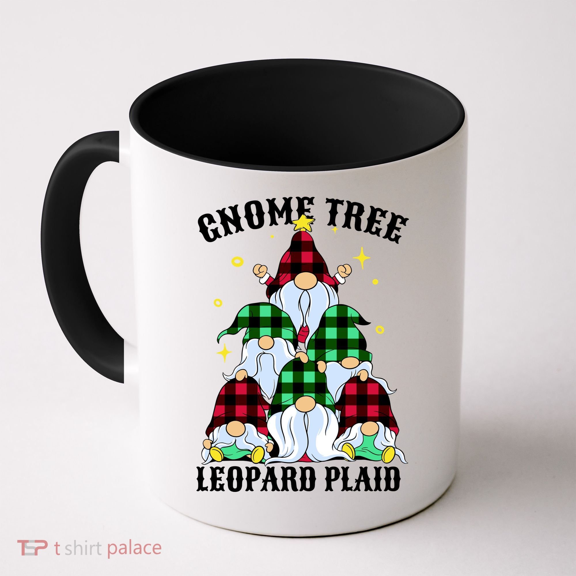 Leopard Plaid Gnome Christmas Tree Coffee Mug