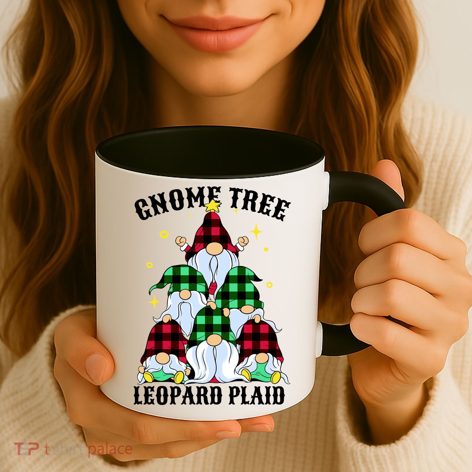 Leopard Plaid Gnome Christmas Tree Coffee Mug