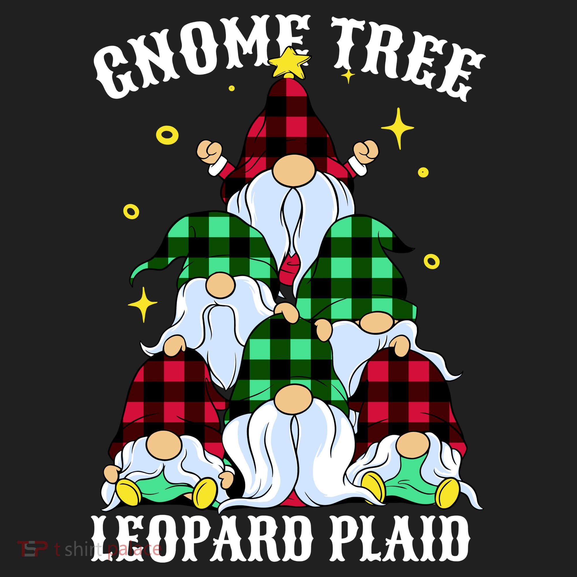 Leopard Plaid Gnome Christmas Tree Beanie