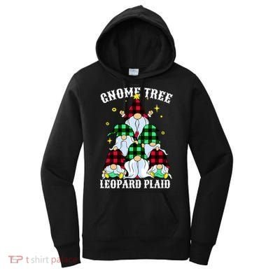 Leopard Plaid Gnome Christmas Tree Women's Hoodie