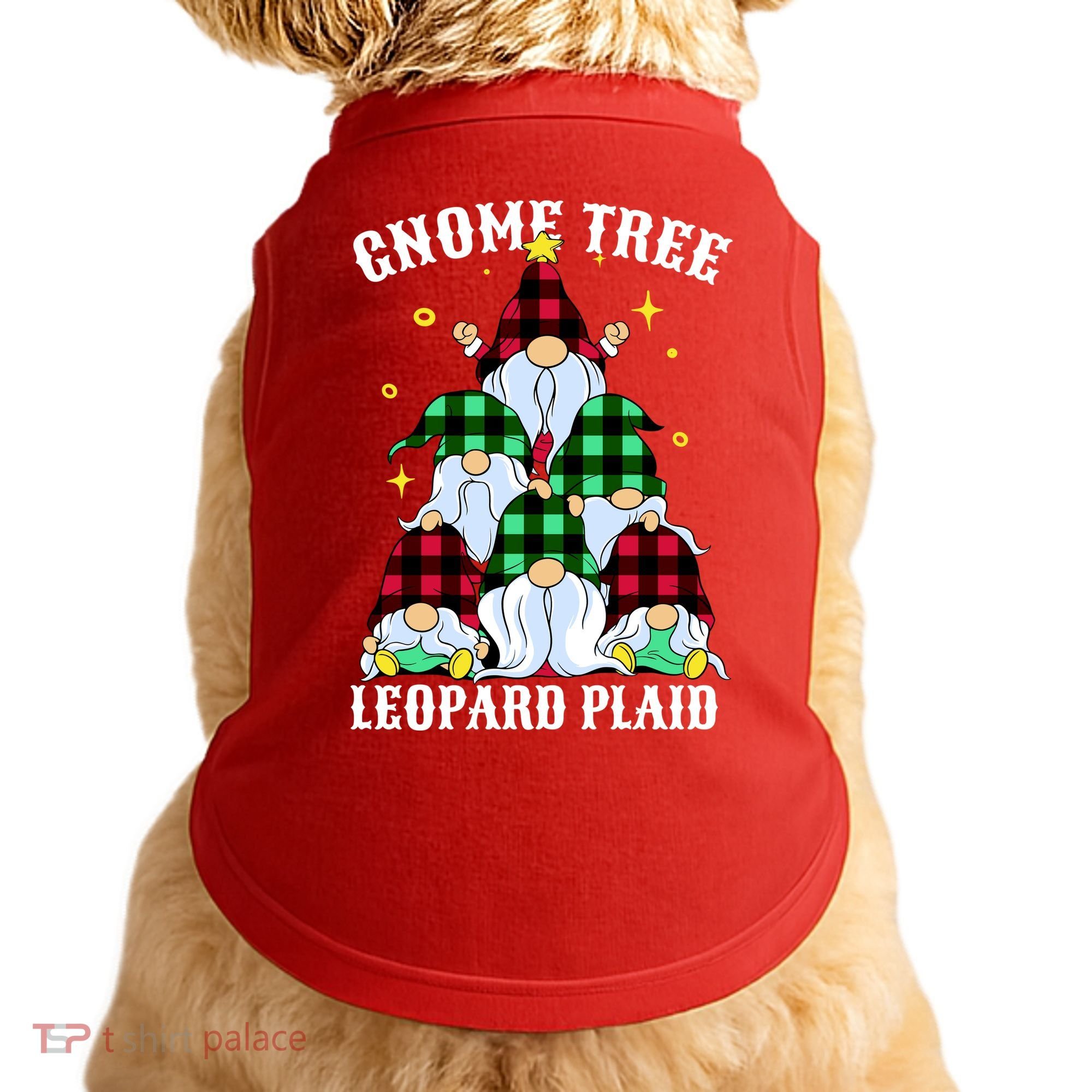Leopard Plaid Gnome Christmas Tree Doggie Tank