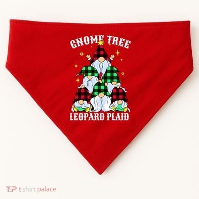 Leopard Plaid Gnome Christmas Tree USA-Made Doggie Bandana