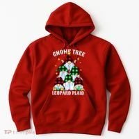 Leopard Plaid Gnome Christmas Tree Hoodie thumb 0