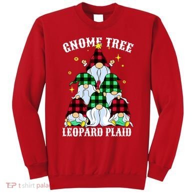 Leopard Plaid Gnome Christmas Tree Sweatshirt