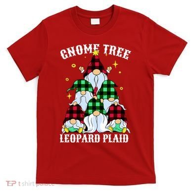 Leopard Plaid Gnome Christmas Tree T-Shirt