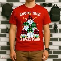 Leopard Plaid Gnome Christmas Tree T-Shirt thumb 6