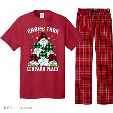 Leopard Plaid Gnome Christmas Tree Pajama Set