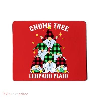 Leopard Plaid Gnome Christmas Tree Mousepad