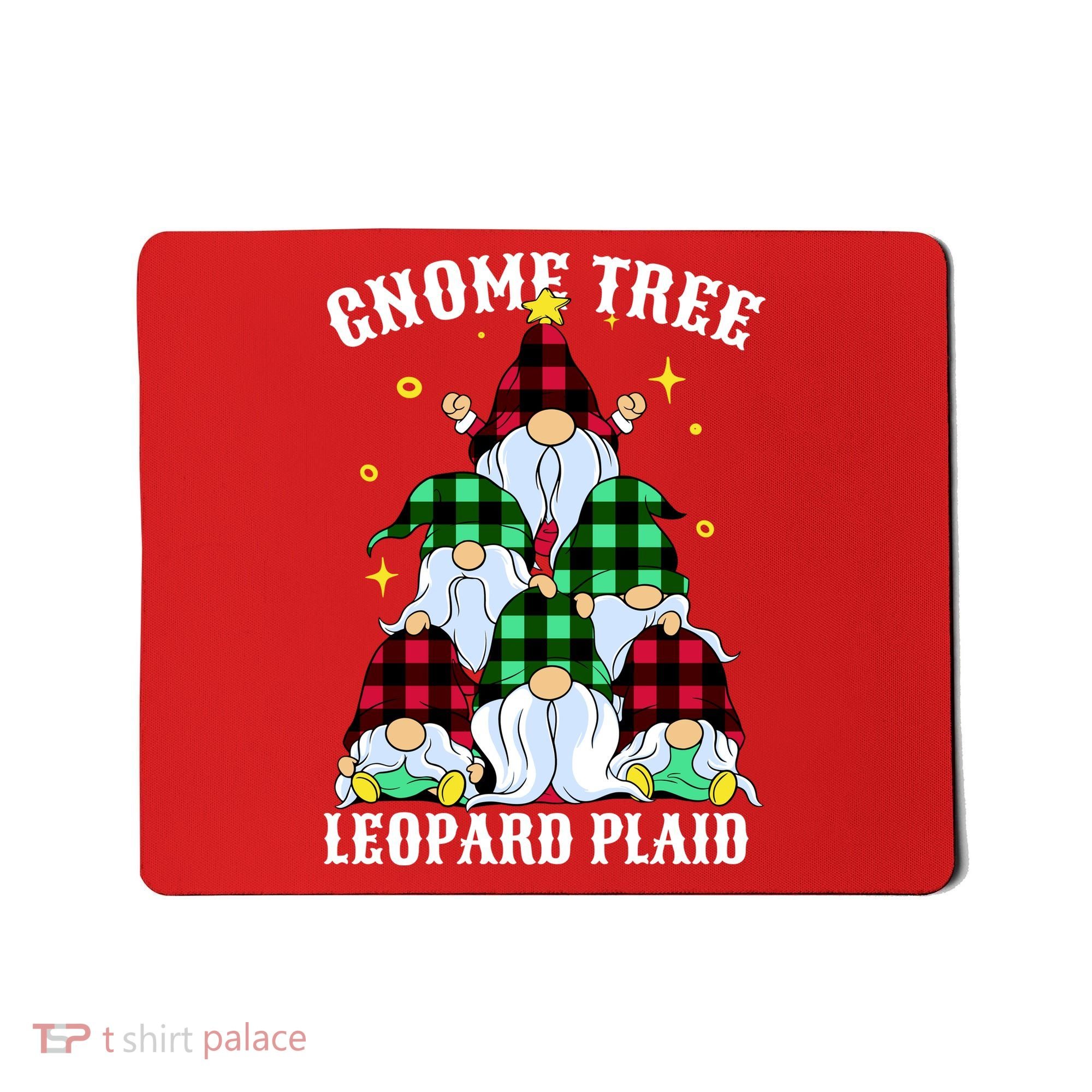 Leopard Plaid Gnome Christmas Tree Mousepad