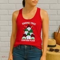 Leopard Plaid Gnome Christmas Tree Women's Tank Top thumb 2