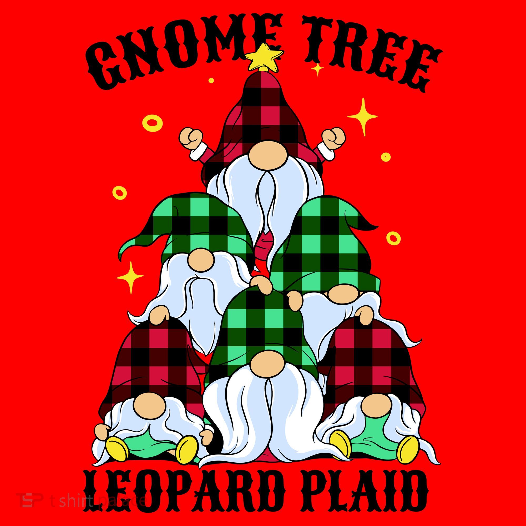 Leopard Plaid Gnome Christmas Tree Santa Hat