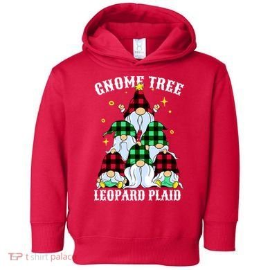 Leopard Plaid Gnome Christmas Tree Toddler Hoodie