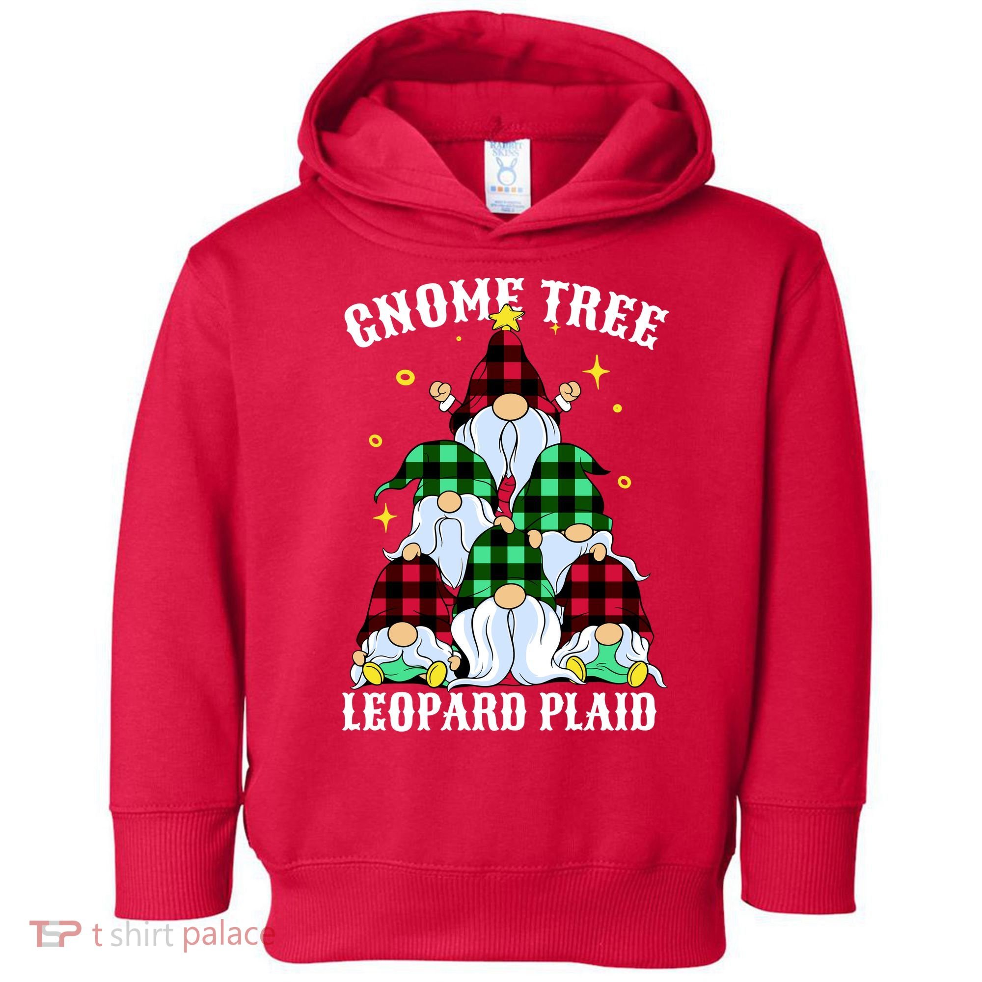 Leopard Plaid Gnome Christmas Tree Toddler Hoodie