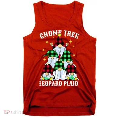 Leopard Plaid Gnome Christmas Tree Tank Top