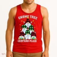 Leopard Plaid Gnome Christmas Tree Tank Top thumb 3