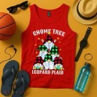 Leopard Plaid Gnome Christmas Tree Tank Top thumb 4