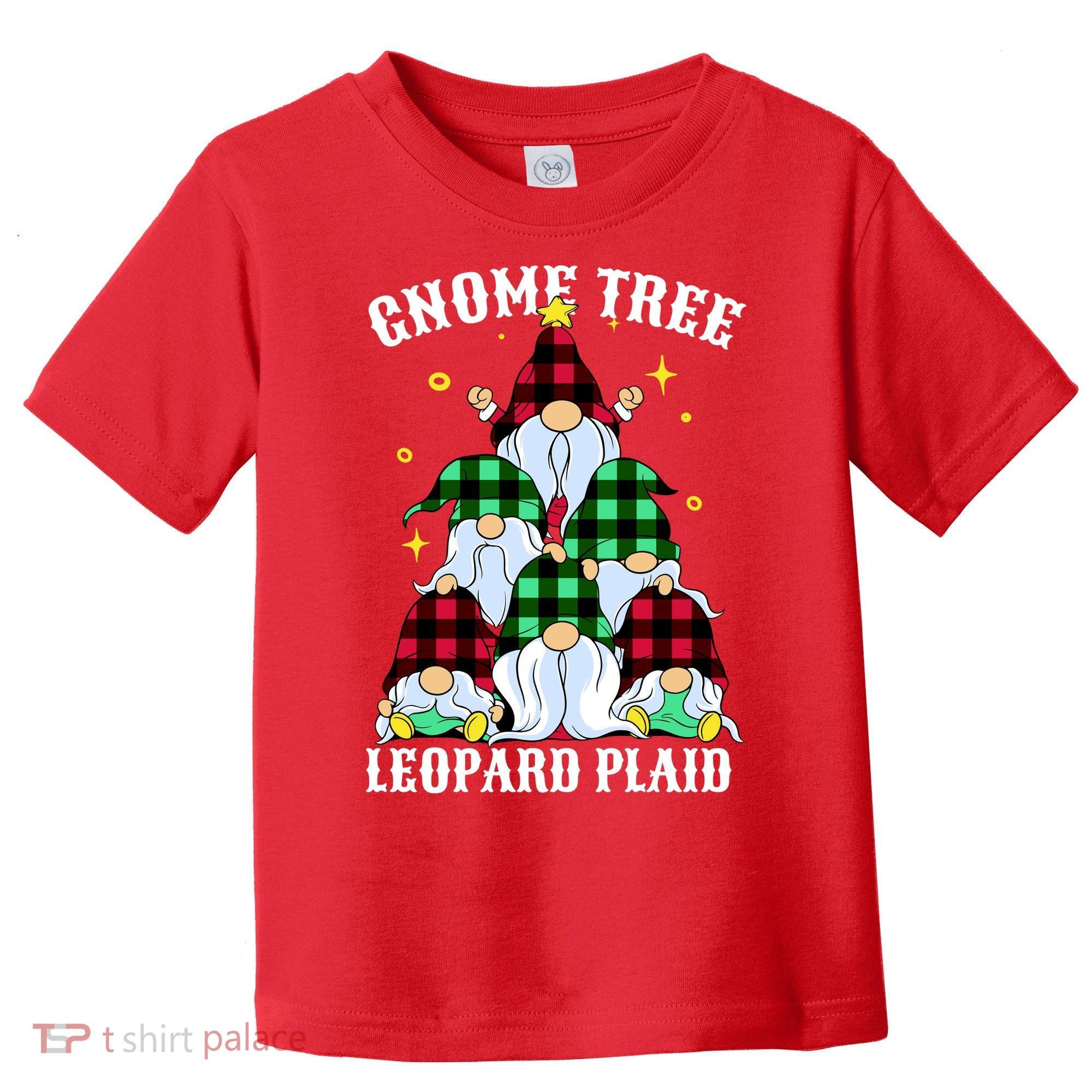 Leopard Plaid Gnome Christmas Tree Toddler T-Shirt