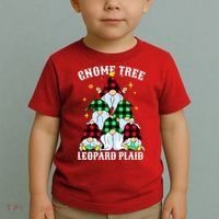 Leopard Plaid Gnome Christmas Tree Toddler T-Shirt thumb 2