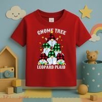Leopard Plaid Gnome Christmas Tree Toddler T-Shirt thumb 3