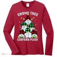 Leopard Plaid Gnome Christmas Tree Women's Long Sleeve Shirt thumb 0