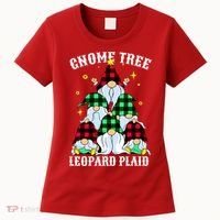 Leopard Plaid Gnome Christmas Tree Women's T-Shirt thumb 0