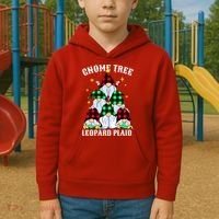 Leopard Plaid Gnome Christmas Tree Kids Hoodie thumb 2