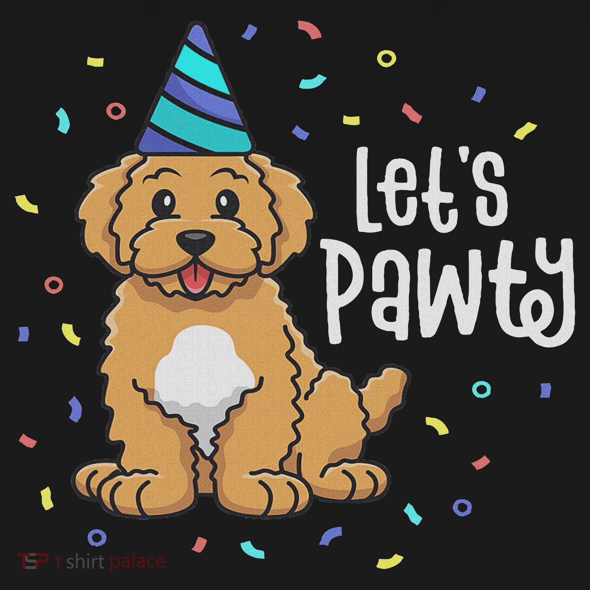 Lets Pawty Goldendoodle Dog Themed Birthday Party Outfit T-Shirt
