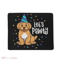Lets Pawty Goldendoodle Dog Themed Birthday Party Outfit Mousepad thumb 0