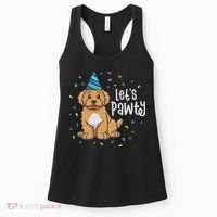 Lets Pawty Goldendoodle Dog Themed Birthday Party Outfit Women's Tank Top thumb 0