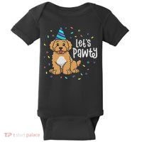 Lets Pawty Goldendoodle Dog Themed Birthday Party Outfit Baby Bodysuit thumb 0
