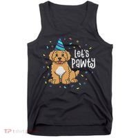 Lets Pawty Goldendoodle Dog Themed Birthday Party Outfit Tank Top thumb 0