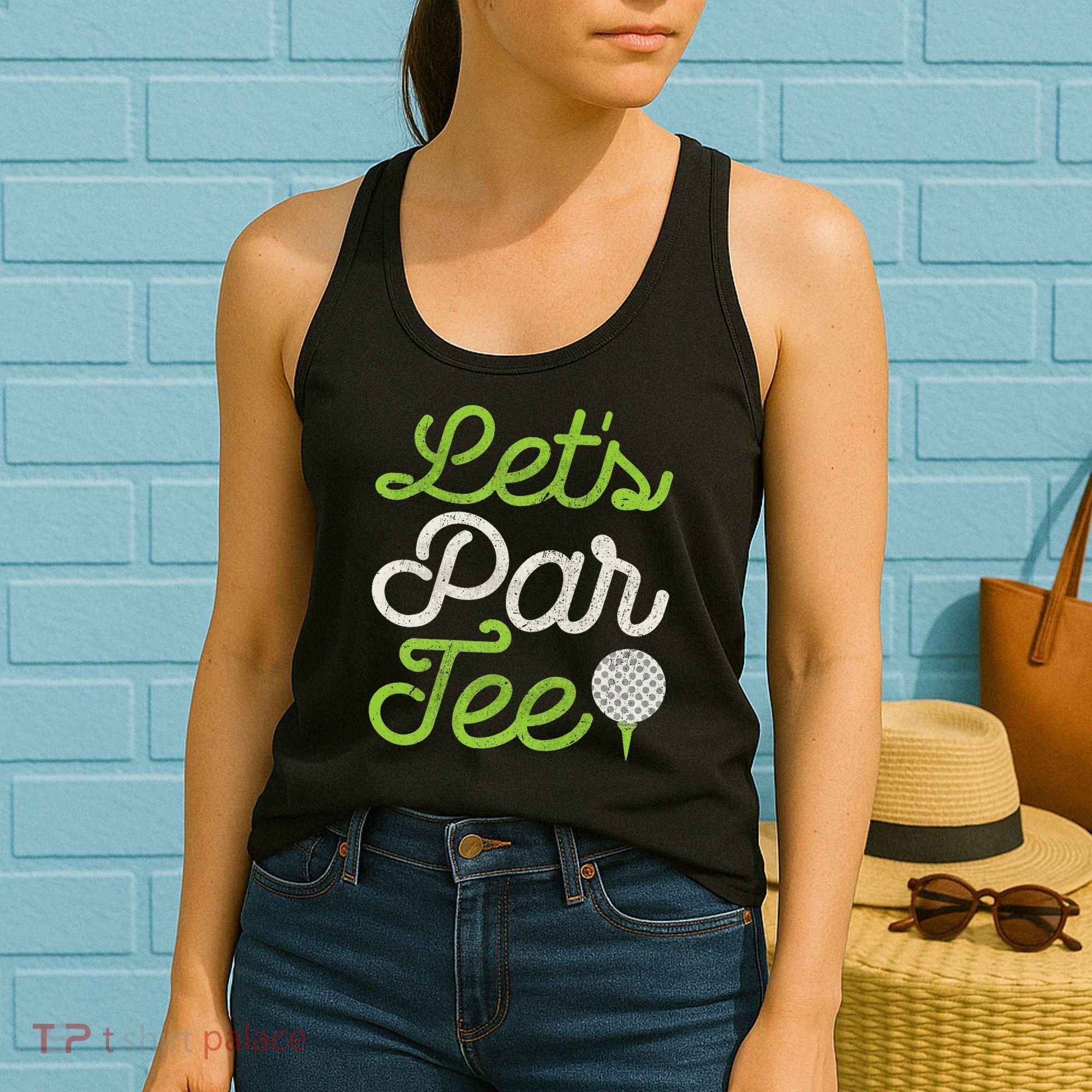 Let's Par Golf Player Golfer Dad Papa Funny Women's Tank Top