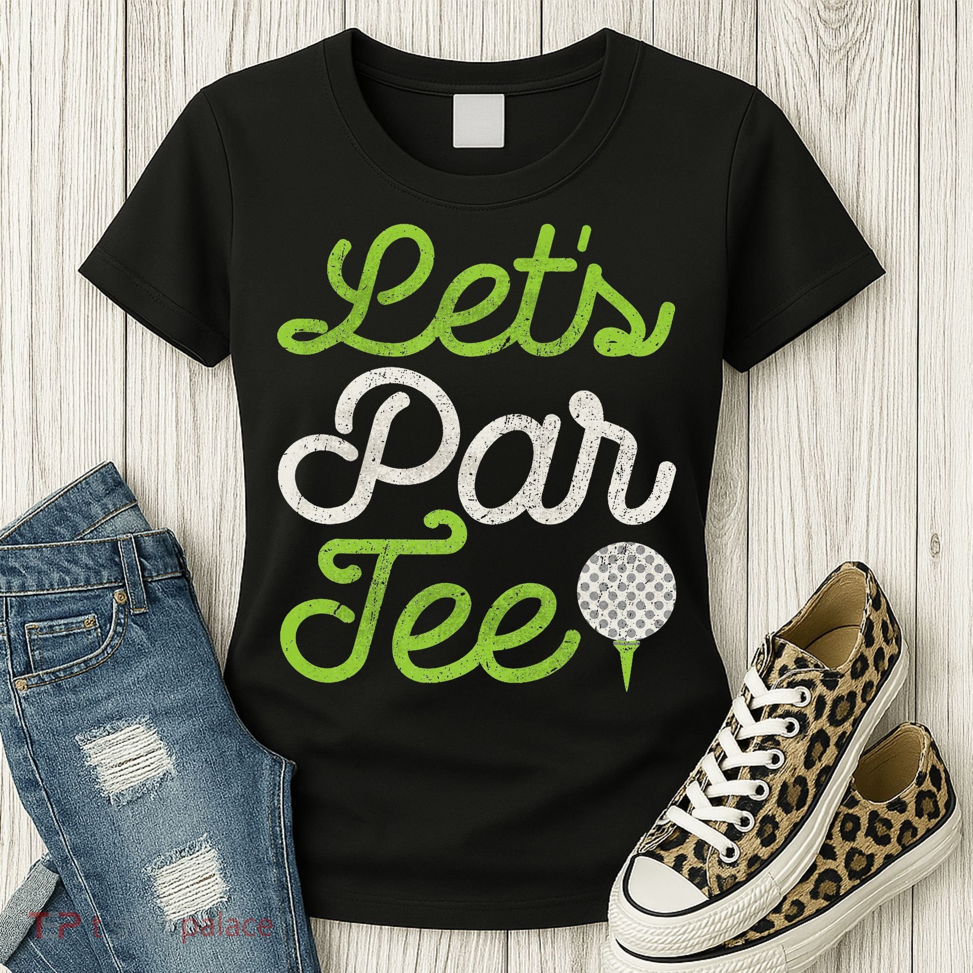 Let's Par Golf Player Golfer Dad Papa Funny Women's T-Shirt