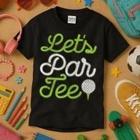 Let's Par Golf Player Golfer Dad Papa Funny Kids T-Shirt thumb 3