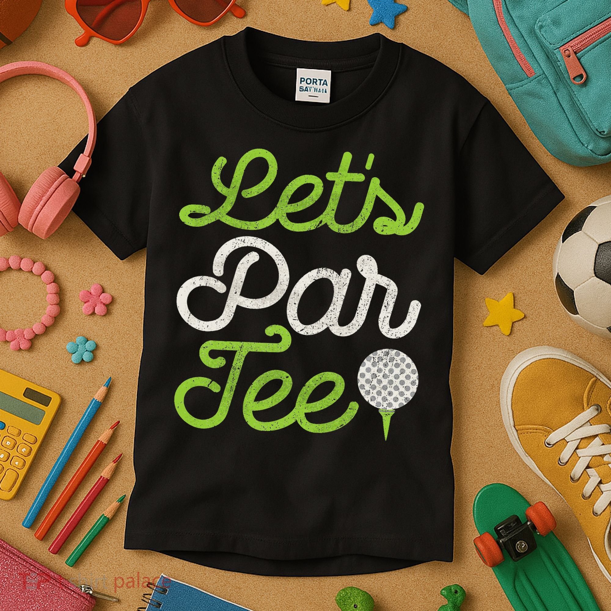 Let's Par Golf Player Golfer Dad Papa Funny Kids T-Shirt