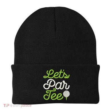 Lets Par Golf Player Golfer Dad Papa Funny Beanie